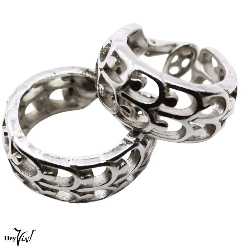 Vintage Trifari Openwork Hoop Clip-On Earrings Filigree Design 1